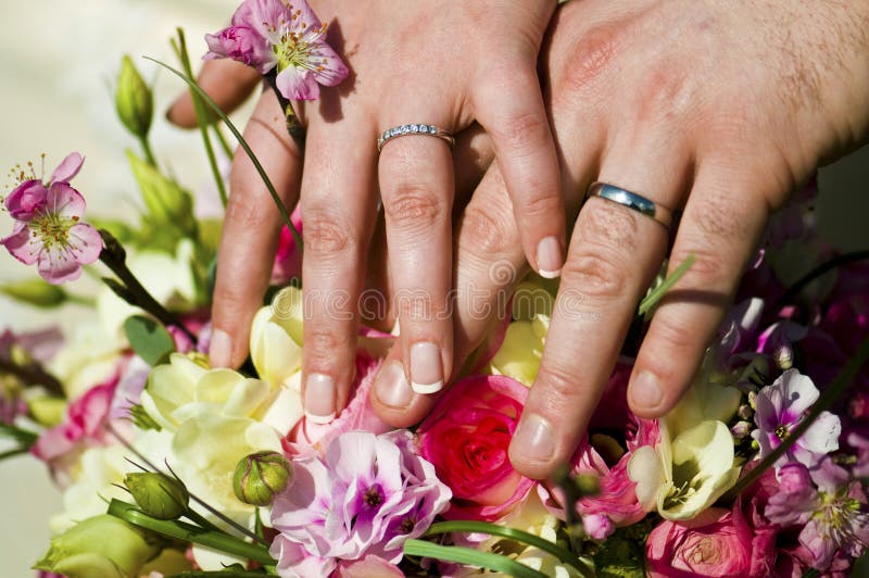 Couple showing off Wedding Rings royalty free stock photos