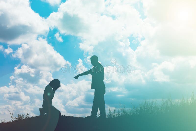 Couple silhouette breaking up a relation royalty free stock image Couple silhouette breaking up a relation royalty free stock image