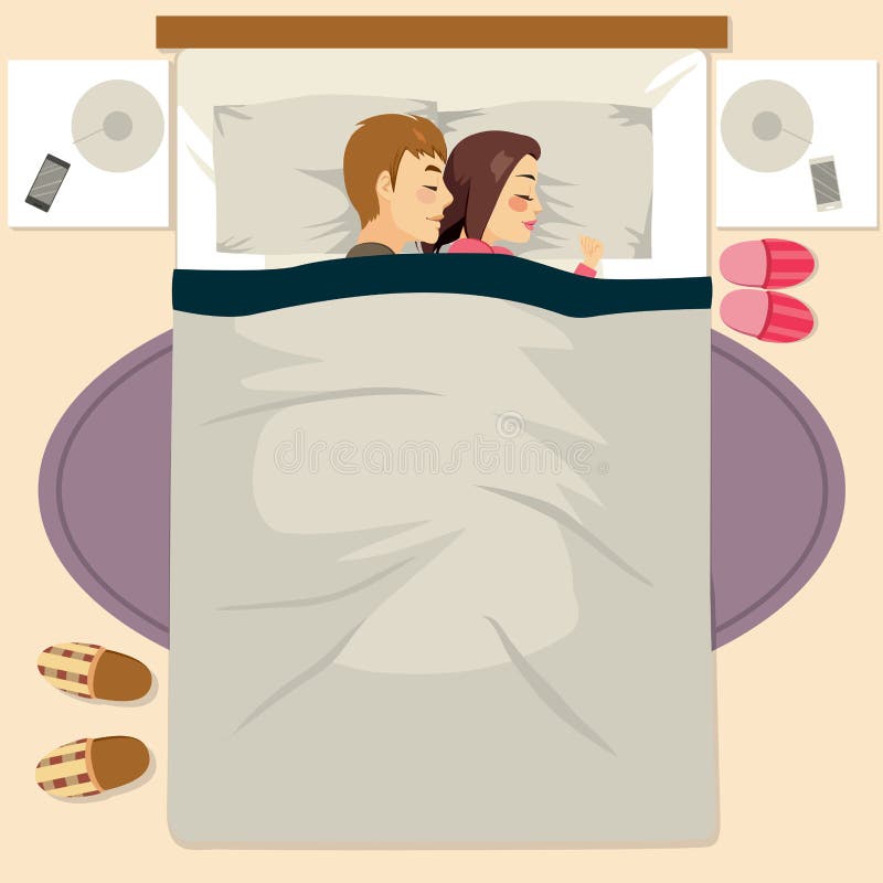 Couple Sleeping Happy Together Stock Vector - Illustration of cartoon,  married: 94368085