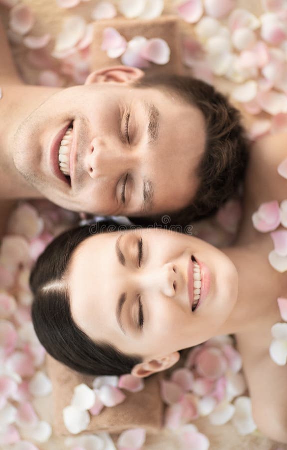 Couple Lying On The Massage Desks Stock Image Image Of Healthy
