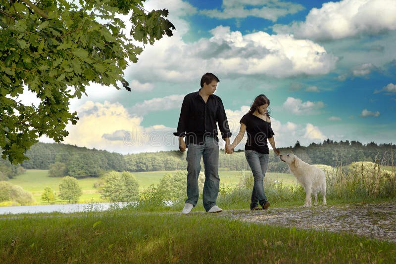 Couple with their puppy