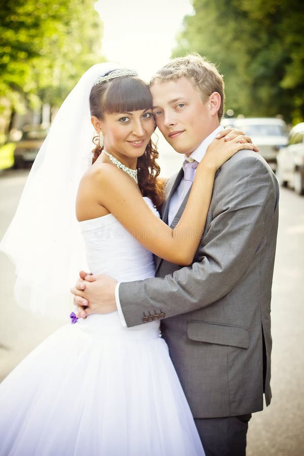 A Couple On Their Wedding Day Stock Photo Image of expression, kiss