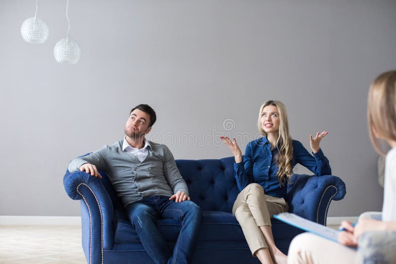 Couple at Therapy Session with Psychologist Stock Image Image of