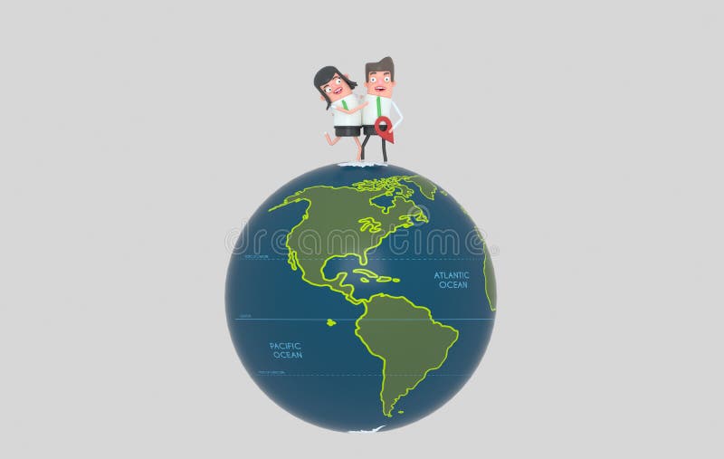 Couple at top of the world map globe. 3d illustration. Isolated. America.

Isolated. Easy automatic vectorization. Easy background remove. Easy color change. Easy combine. 6000x3800 - 300DPI For custom illustration contact me.