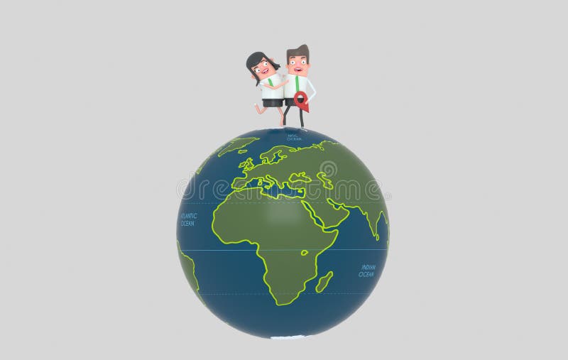 Couple at top of the world map globe. 3d illustration. Isolated. Europe, Africa.
Isolated. Easy automatic vectorization. Easy background remove. Easy color change. Easy combine. 6000x3800 - 300DPI For custom illustration contact me.