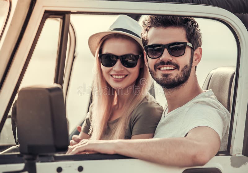 Couple travelling by car stock photos Couple travelling by car stock photos