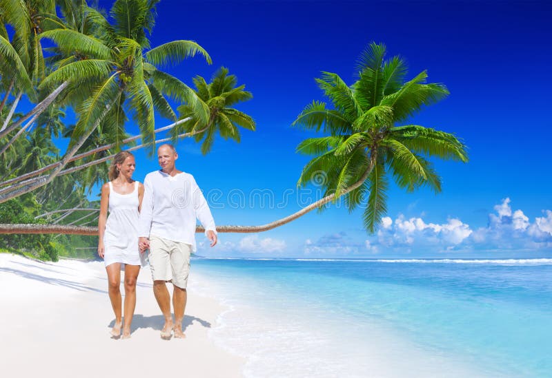 Couple walking beach Dating Love Concept