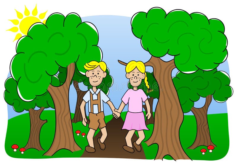 A Couple Walking Through The Woods Stock Vector - Image: 39801946