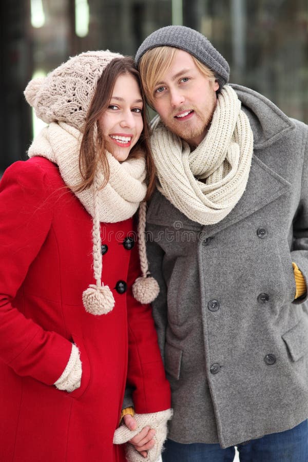 Couple in winter clothing stock photo. Image of laughing 29603160