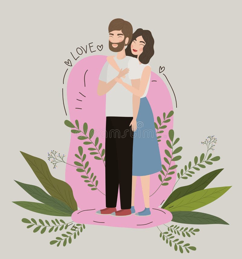 Couple of Woman and Man Drawing Vector Design Stock Vector