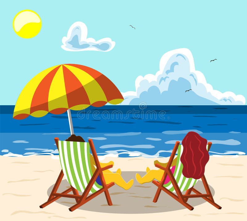 Relaxing on the beach stock vector. Illustration of boat - 31583480