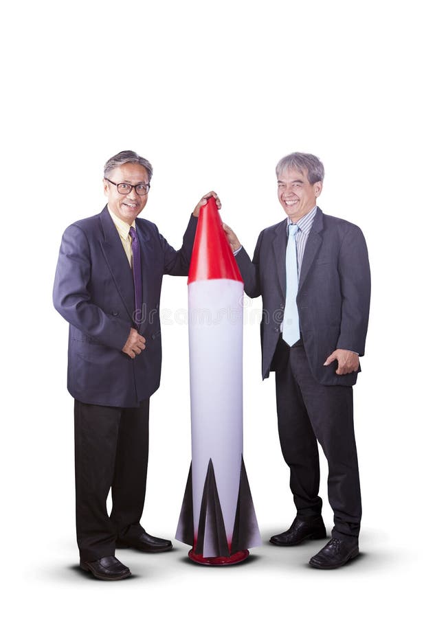 couples of asian business man with rocket missile ,conceptual for business strategy target royalty free stock photography couples of asian business man with rocket missile ,conceptual for business strategy target royalty free stock photography