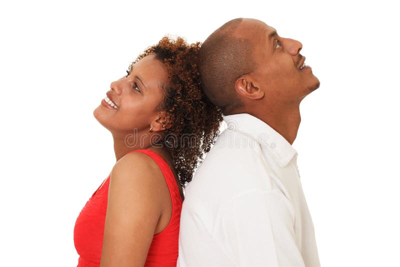 Couples d'Afro-américain d'isolement sur le blanc image stock Couples d'Afro-américain d'isolement sur le blanc image stock
