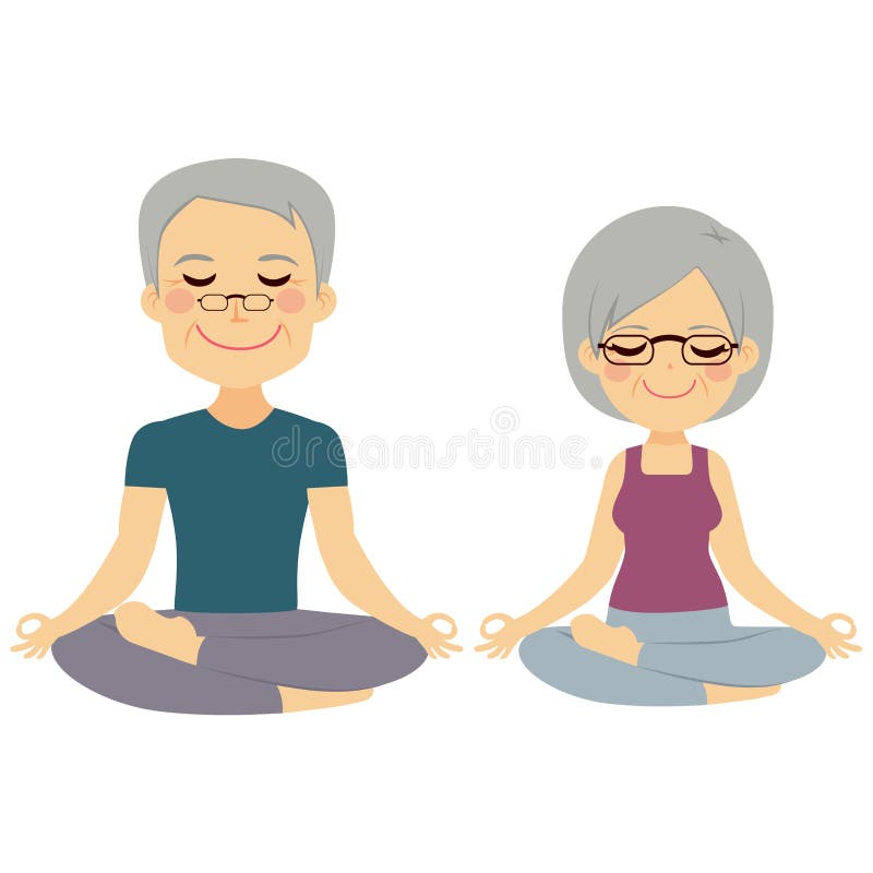 Couples d'aîné de yoga illustration libre de droits Couples d'aîné de yoga illustration libre de droits