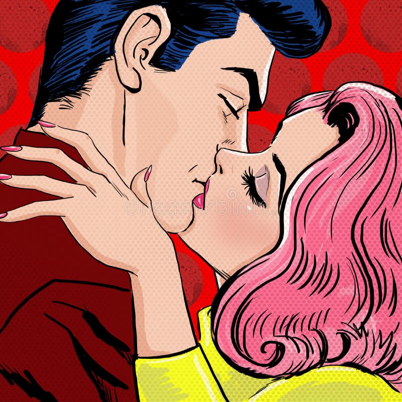 Couples de baiser d'art de bruit Illustration d'art de bruit d'amour des couples de baiser Amour d'art de bruit Carte postale de