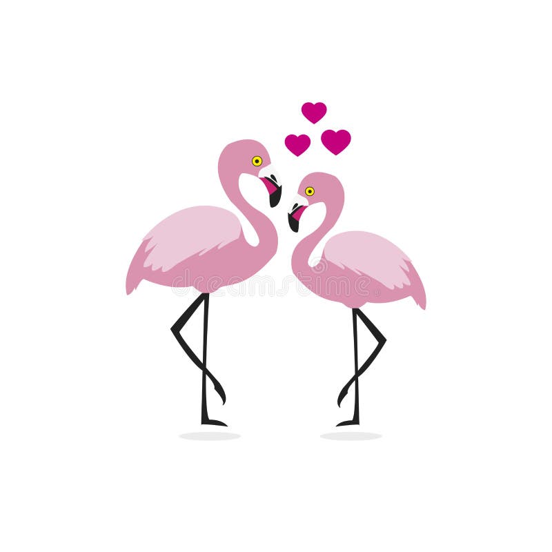 Couples et coeurs de flamant Personnage de dessin anim? mignon illustration libre de droits Couples et coeurs de flamant Personnage de dessin anim? mignon illustration libre de droits