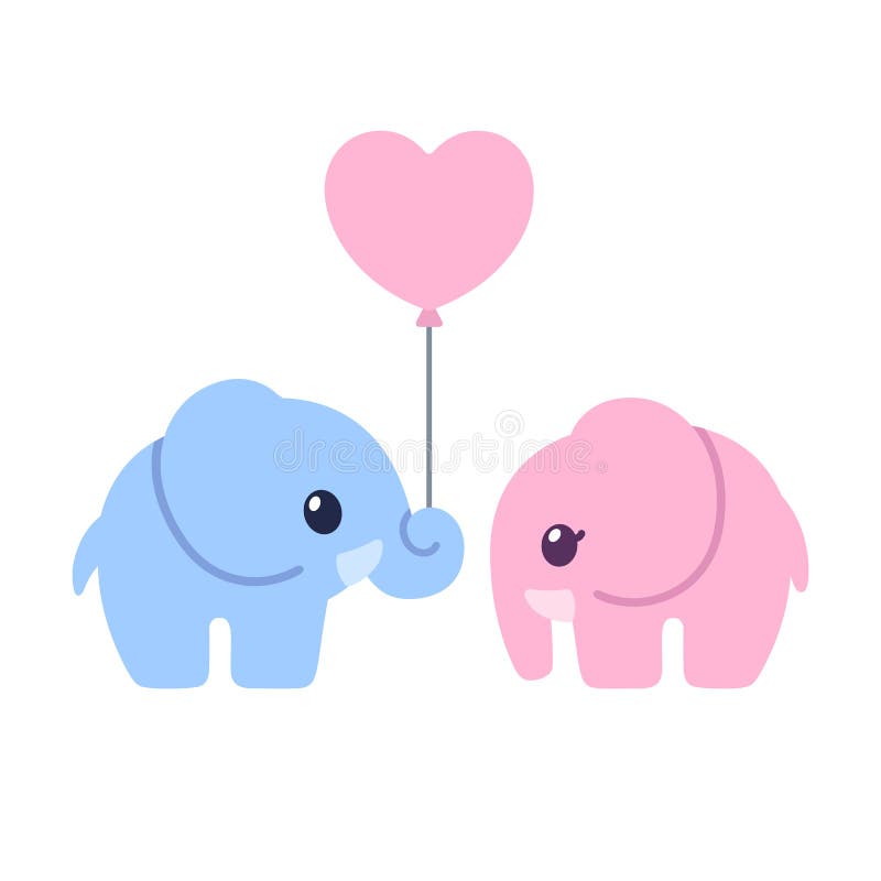 Couples mignons d'éléphant de bande dessinée illustration libre de droits Couples mignons d'éléphant de bande dessinée illustration libre de droits