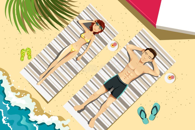 Couples sur la plage illustration stock Couples sur la plage illustration stock