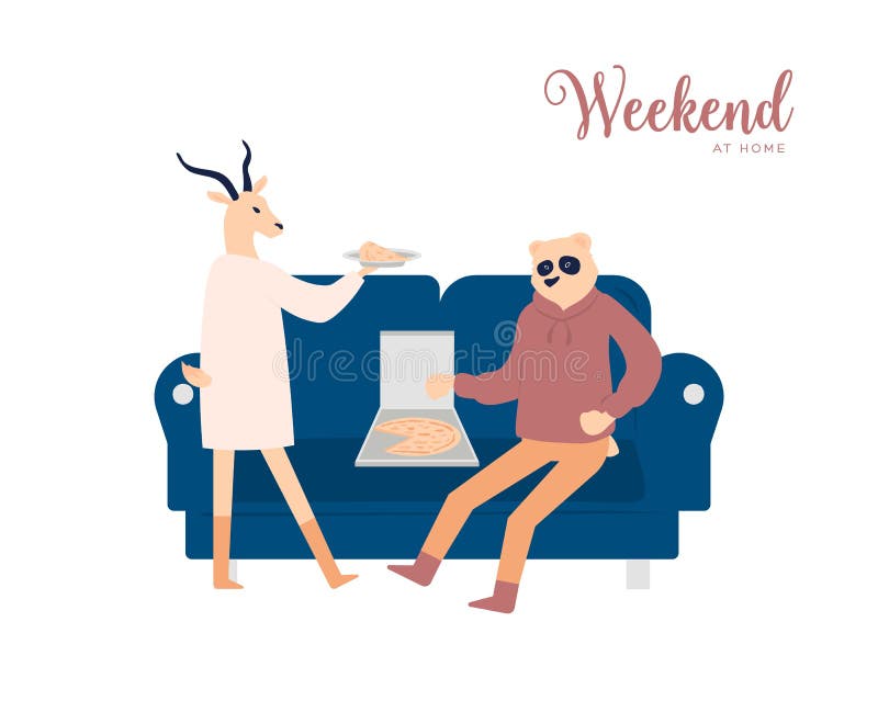 Couplez avoir le concept d'affiche de vecteur de week-end à la maison illustration de vecteur Couplez avoir le concept d'affiche de vecteur de week-end à la maison illustration de vecteur