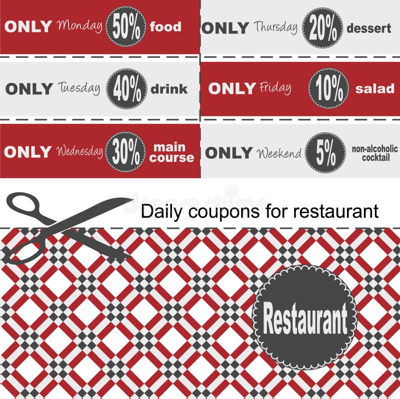 Coupons for Restaurant Offers daily Stock Illustration Illustration