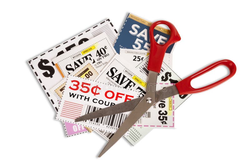 Coupons With Scissors XXXL stock photography