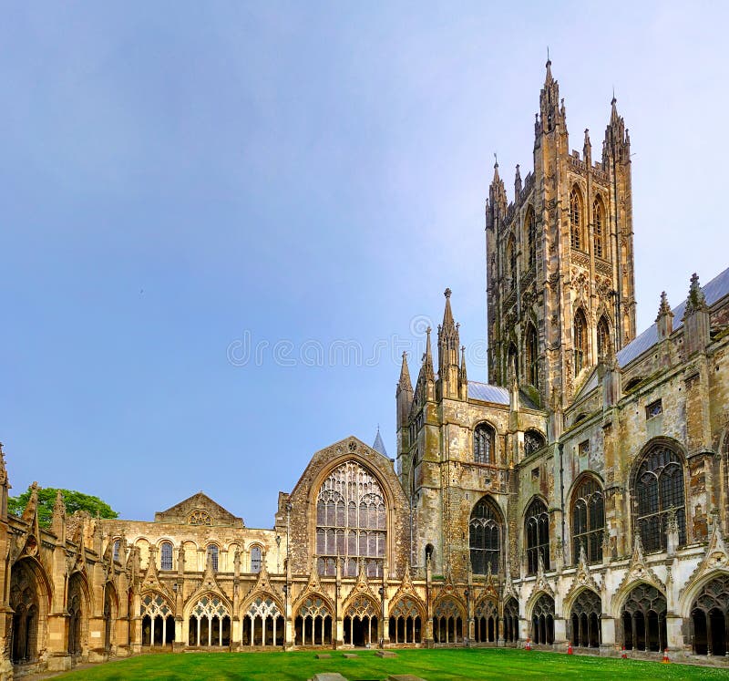 The Courtyard of Canterbury Cathedral, one of the largest churches of England. The Courtyard of Canterbury Cathedral, one of the largest churches of England.