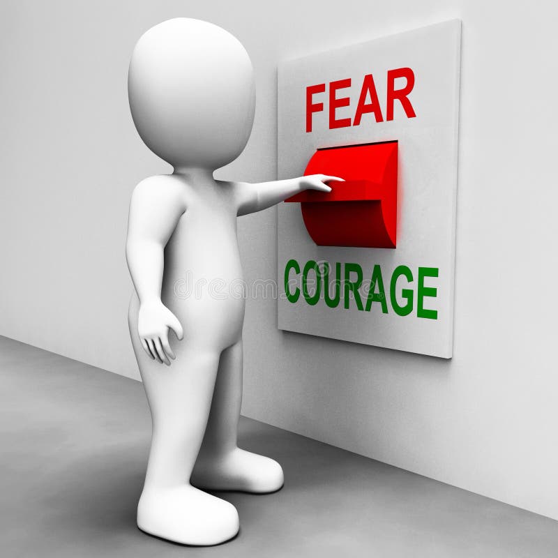 Courage Fear Switch Shows Afraid or Courageous Stock Illustration