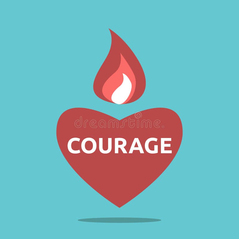 Courageous heart with flame