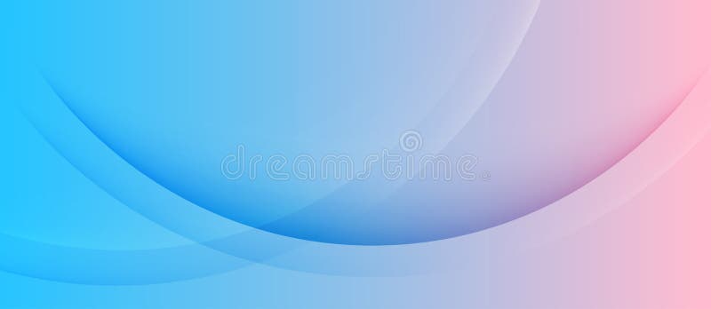 Courbes simples abstraites dans la bannière bleue et rose pastel de fond de gradient