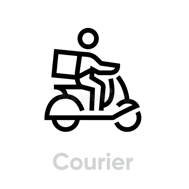 Courier Delivery Bike icon. Editable line vector. vector illustration