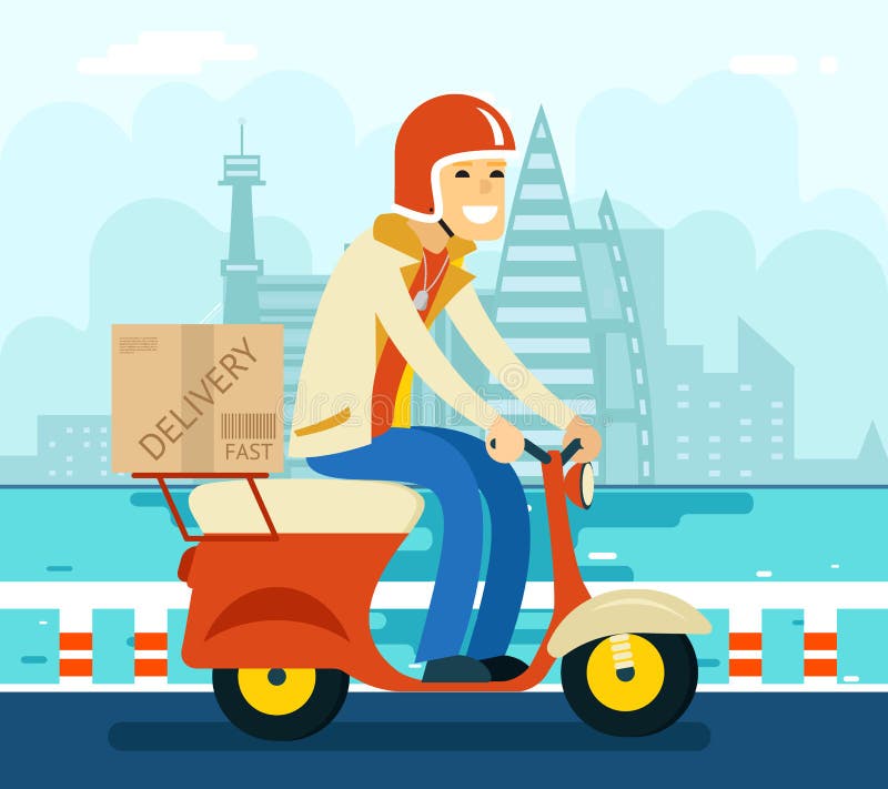 Courier Delivery on Scooter Symbol Icon Concept royalty free illustration Courier Delivery on Scooter Symbol Icon Concept royalty free illustration