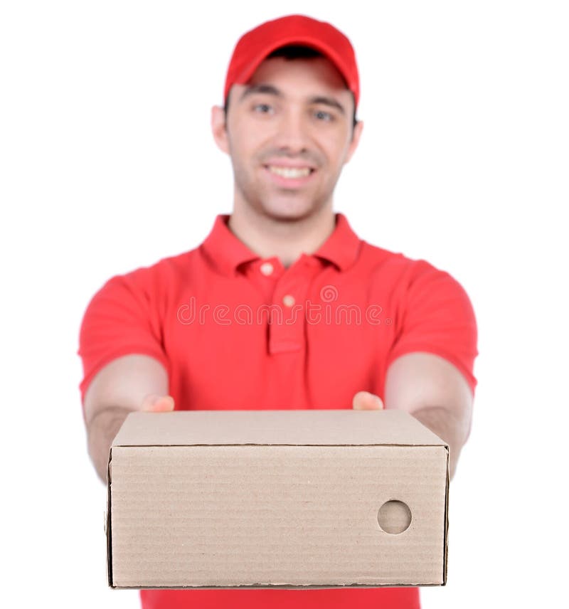 Delivery Man in Blue Uniform Stock Photo Image of attractive, courier