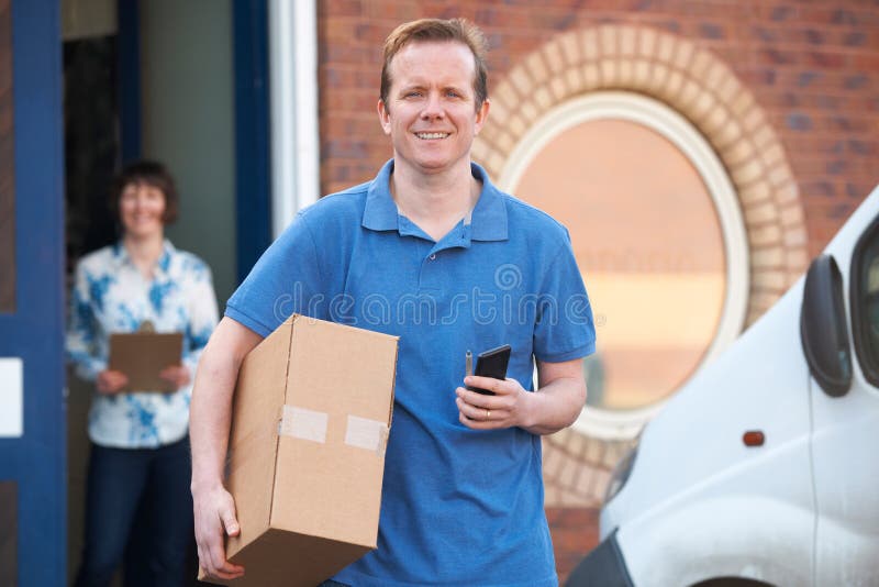 Courier Making Delivery To Client Office Stock Photo Image of