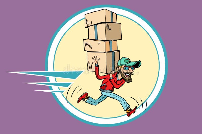 Courier runs delivery stock illustration