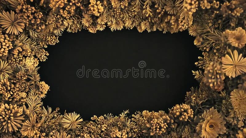 Couronne botanique dorée avec centre foncé un arrangement floral luxueux idéal pour les fonds illustration libre de droits