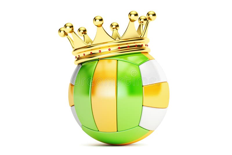Couronne d'or sur la boule de volleyball, rendu 3D illustration de vecteur Couronne d'or sur la boule de volleyball, rendu 3D illustration de vecteur