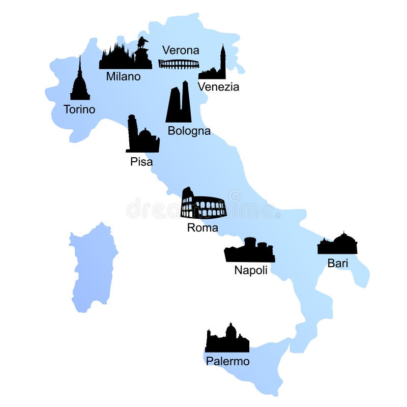 Course De Carte De L Italie De Destinations Illustration De Vecteur Illustration Du Pays Vert