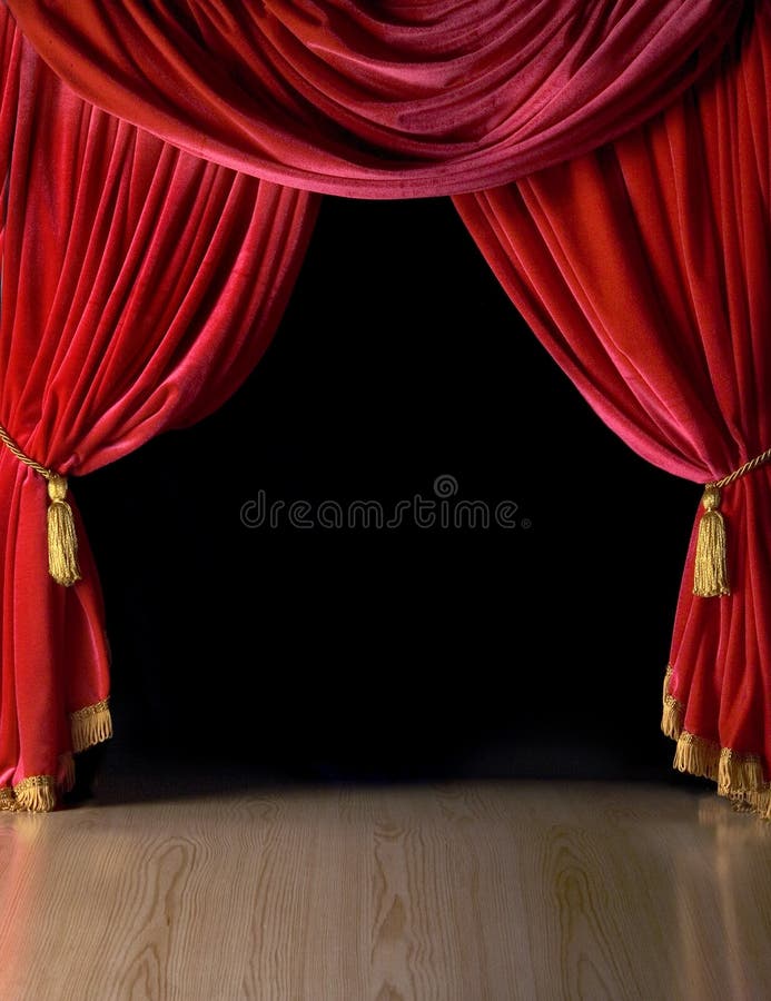 Courtains vermelhos do teatro de veludo imagens de stock Courtains vermelhos do teatro de veludo imagens de stock
