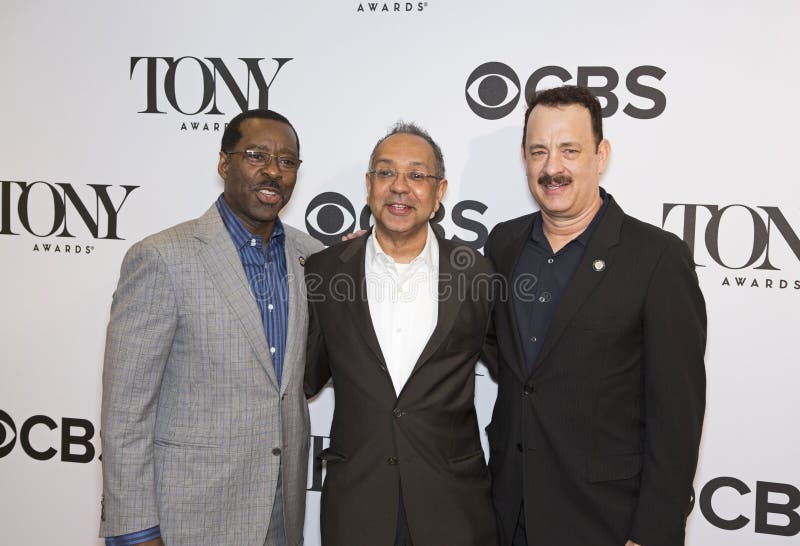 Actor Courtney Vance, director George C. Wolfe, and actor Tom Hanks appear at the Meet the Nominees Press Junket at The Millennium Broadway Hotel Times Square in New York City on May 1, 2013. The event is a run-up to the 67th Annual Tony Awards which will take place at Radio City Music Hall on June 9, 2013. The threesome collaborated on Lucky Guy which received 6 Tony nominations. Vance received a nomination for Best Performance by an Actor in a Featured Role in a Play, Wolfe for Best Director of a Play, and Hanks for Best Performance by an Actor in a Leading Role in a Play. Actor Courtney Vance, director George C. Wolfe, and actor Tom Hanks appear at the Meet the Nominees Press Junket at The Millennium Broadway Hotel Times Square in New York City on May 1, 2013. The event is a run-up to the 67th Annual Tony Awards which will take place at Radio City Music Hall on June 9, 2013. The threesome collaborated on Lucky Guy which received 6 Tony nominations. Vance received a nomination for Best Performance by an Actor in a Featured Role in a Play, Wolfe for Best Director of a Play, and Hanks for Best Performance by an Actor in a Leading Role in a Play.