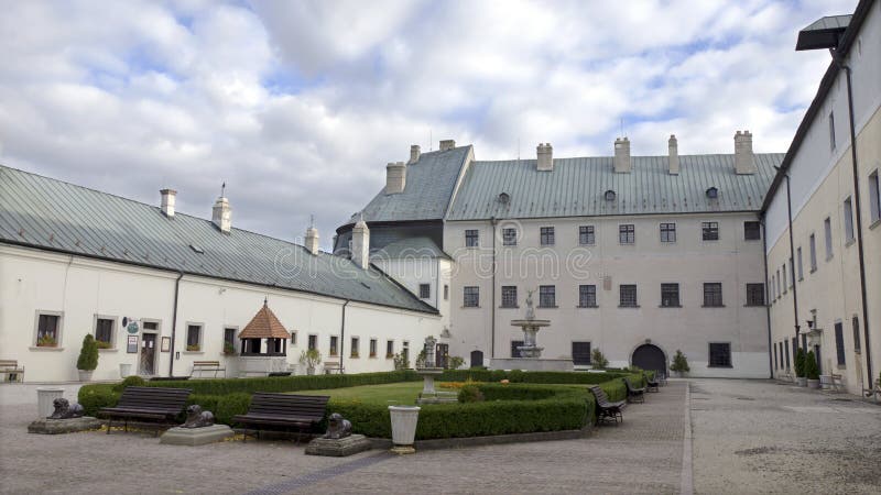 The courtyard of castle Cerveny Kamen in Slovakia