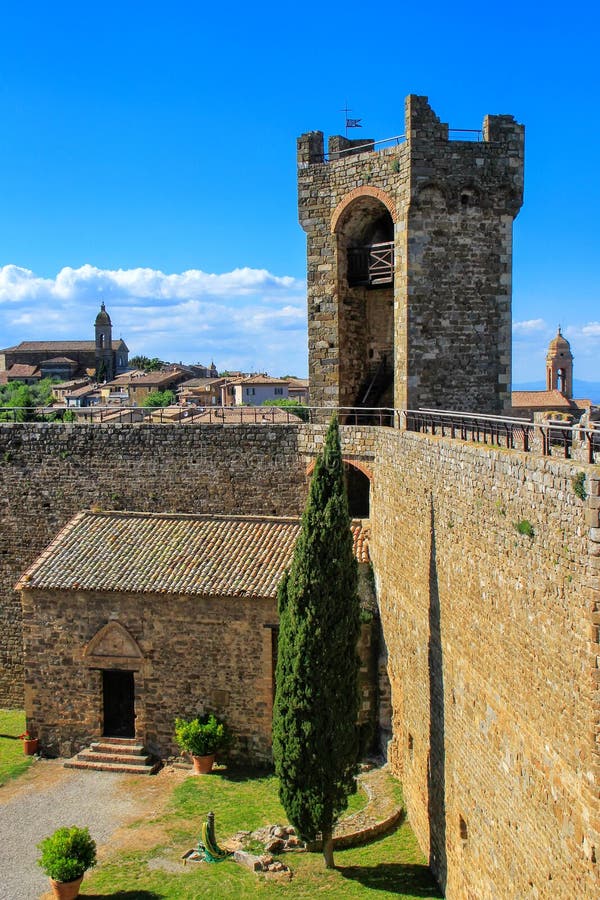 Courtyard of Montalcino Fortress in Val D`Orcia, Tuscany, Italy Stock ...