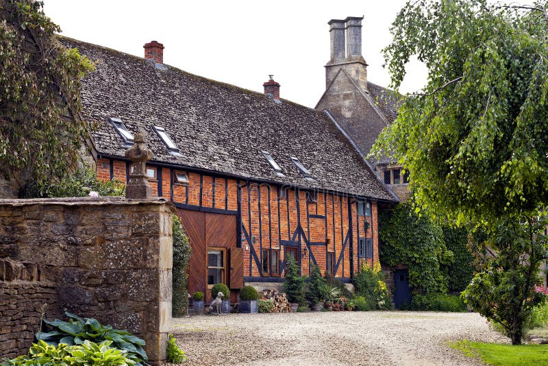 Courtyard in Old English Manor and Barn Stock Image Image of terrace