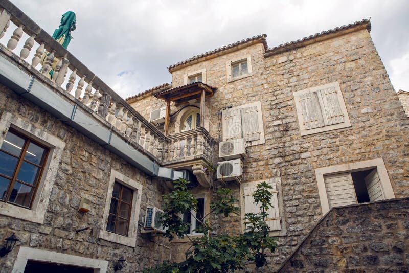 Courtyard of the old town in Budva stock images Courtyard of the old town in Budva stock images