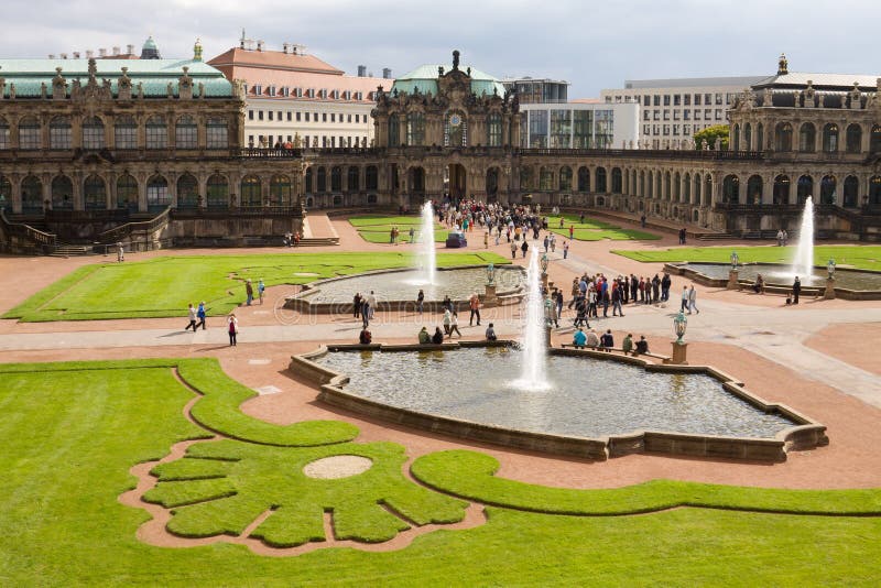 The courtyard of Zwinger in Dresden, Germany. The Zwinger is today a museum complex that contains the Old Masters Picture Gallery, the Dresden Porcelain stock image The courtyard of Zwinger in Dresden, Germany. The Zwinger is today a museum complex that contains the Old Masters Picture Gallery, the Dresden Porcelain stock image