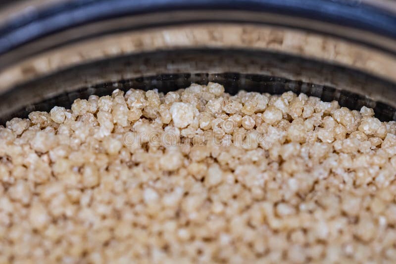 Cous Cous Grain Texture Closeup. Macro Picture of Grain of Cous Cous