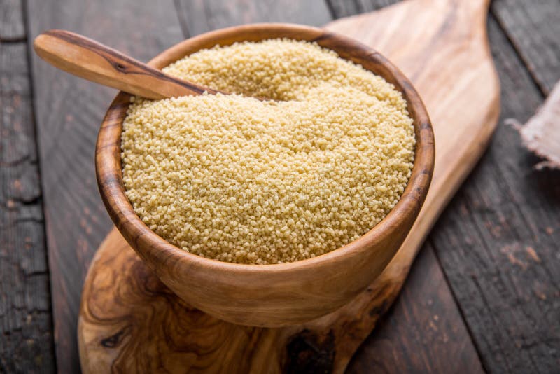 Couscous Grain in Wooden Bowl. Top View Stock Photo Image of grain