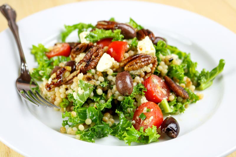 Couscous Salad with Kale, Pecans & Feta Cheese royalty free stock image Couscous Salad with Kale, Pecans & Feta Cheese royalty free stock image