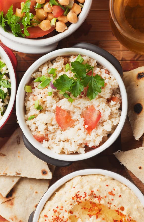 Couscous with Spring Onion and Tomato Stock Image Image of pasta