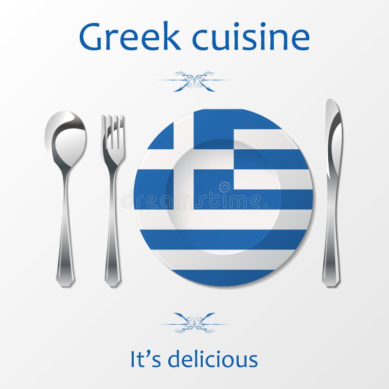 Couverts grecs de cuisine illustration stock Couverts grecs de cuisine illustration stock