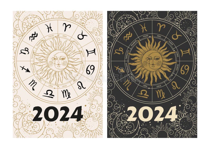 Calendrier Mensuel 2024 De La Paroi Astrologique Avec Pisces Signe